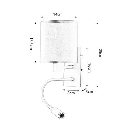 Brilagi - LED Fleksibilna zidna lampa NUBILA 1xE27/25W/230V + LED/3W crno/sivo