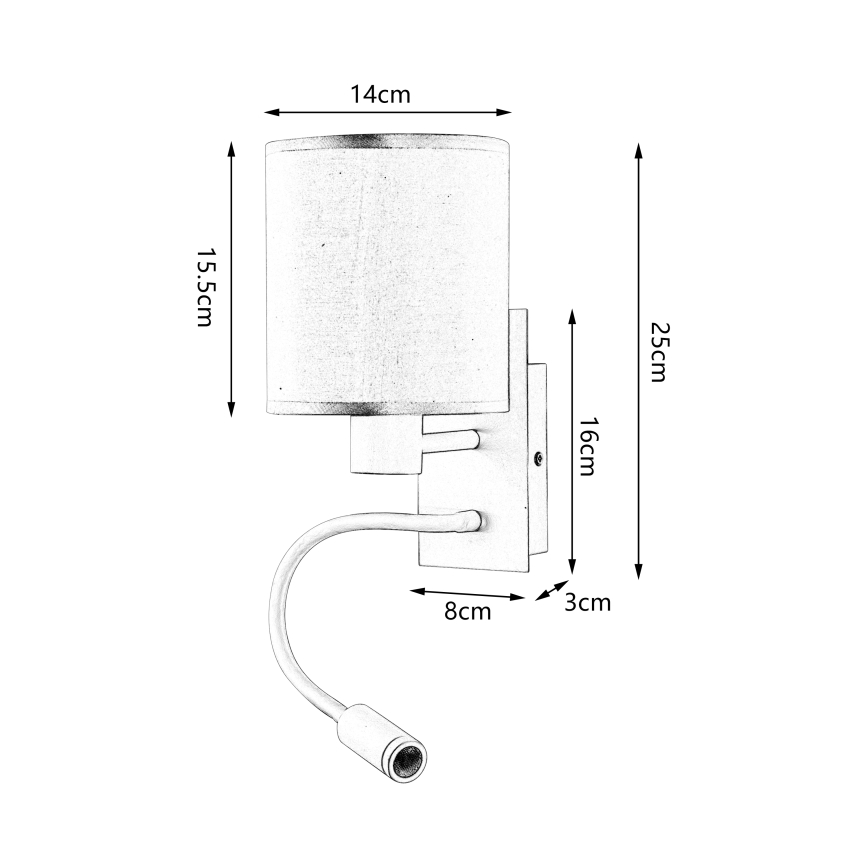 Brilagi - LED Fleksibilna zidna lampa NUBILA 1xE27/25W/230V + LED/3W crno/sivo