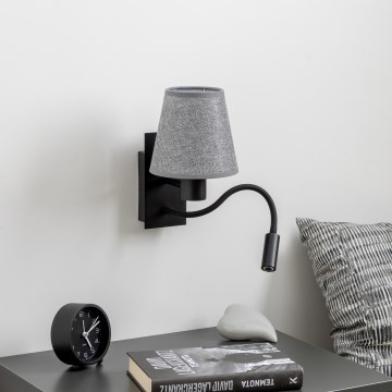 Brilagi - LED Fleksibilna zidna lampa NUBILA 1xE27/25W/230V + LED/3W crno/sivo