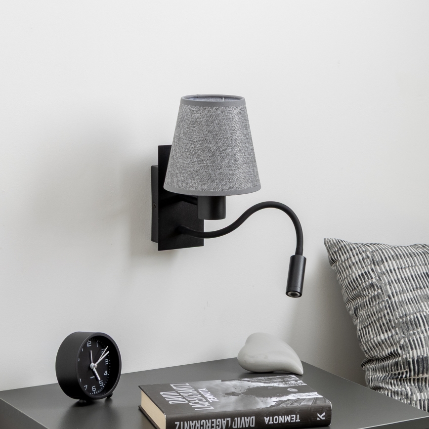 Brilagi - LED Fleksibilna zidna lampa NUBILA 1xE27/25W/230V + LED/3W crno/sivo