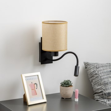 Brilagi - LED Fleksibilna zidna lampa NUBILA 1xE27/25W/230V + LED/3W crno/svetlobraon