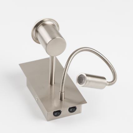 Brilagi - LED fleksibilna zidna lampa NUBILA 1xE27/25W/230V + LED/3W matni hrom