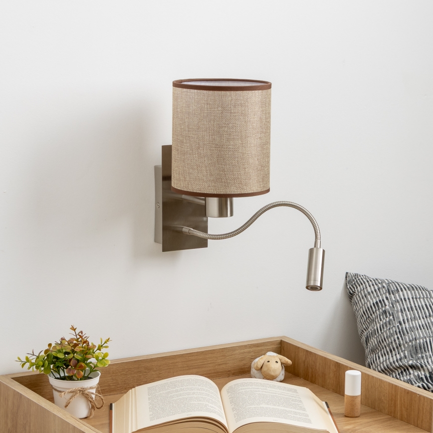 Brilagi - LED Fleksibilna zidna lampa NUBILA 1xE27/25W/230V + LED/3W mat krom/braon
