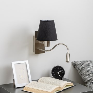 Brilagi - LED Fleksibilna zidna lampa NUBILA 1xE27/25W/230V + LED/3W mat krom/crno