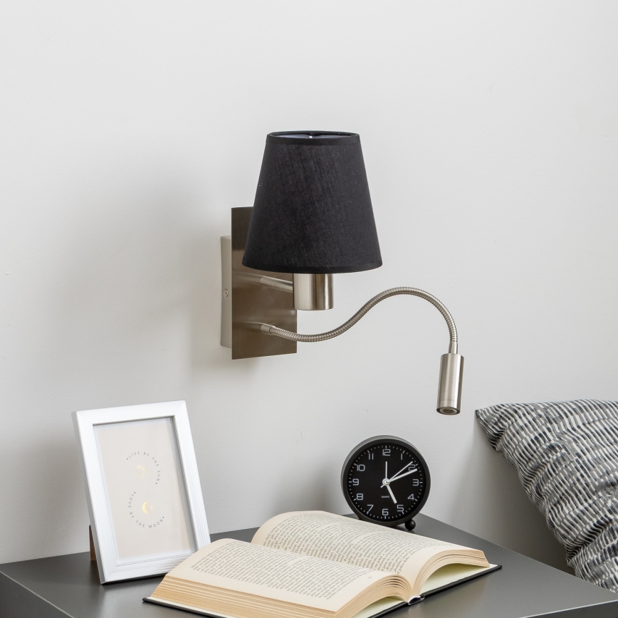 Brilagi - LED Fleksibilna zidna lampa NUBILA 1xE27/25W/230V + LED/3W mat krom/crno