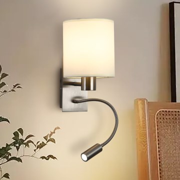 Brilagi - LED Fleksibilna zidna lampa NUBILA 1xE27/25W/230V + LED/3W mat krom/kremasta