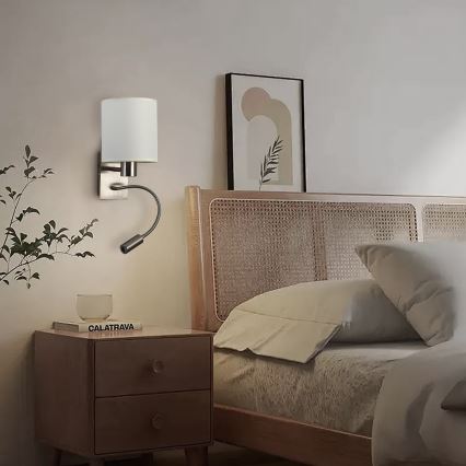 Brilagi - LED Fleksibilna zidna lampa NUBILA 1xE27/25W/230V + LED/3W mat krom/kremasta
