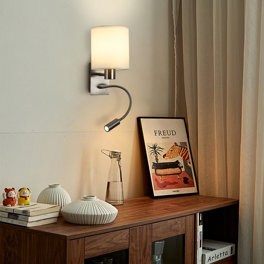 Brilagi - LED Fleksibilna zidna lampa NUBILA 1xE27/25W/230V + LED/3W mat krom/kremasta