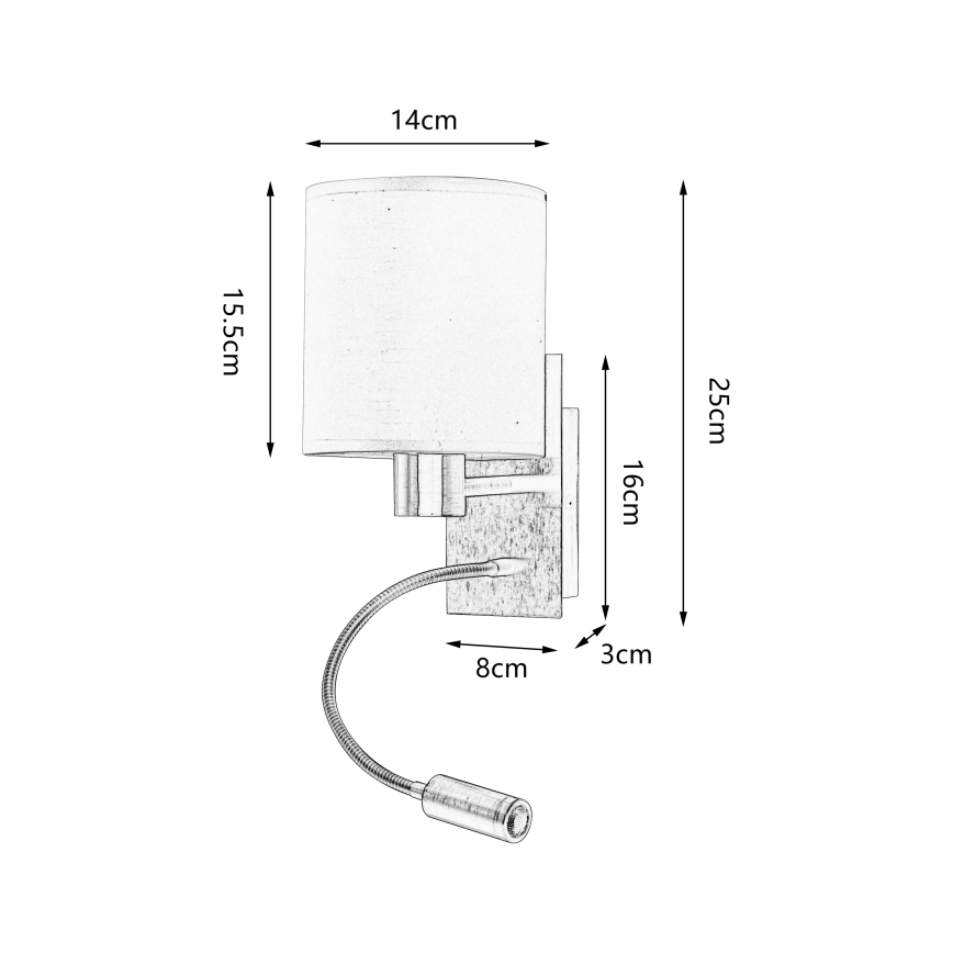 Brilagi - LED Fleksibilna zidna lampa NUBILA 1xE27/25W/230V + LED/3W mat krom/kremasta