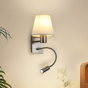 Brilagi - LED Fleksibilna zidna lampa NUBILA 1xE27/25W/230V + LED/3W mat krom/kremasta