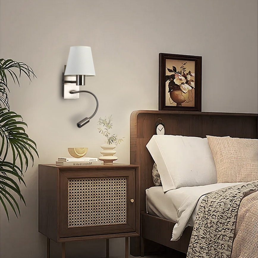 Brilagi - LED Fleksibilna zidna lampa NUBILA 1xE27/25W/230V + LED/3W mat krom/kremasta