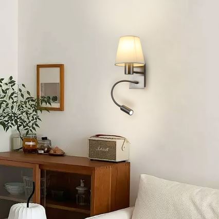 Brilagi - LED Fleksibilna zidna lampa NUBILA 1xE27/25W/230V + LED/3W mat krom/kremasta
