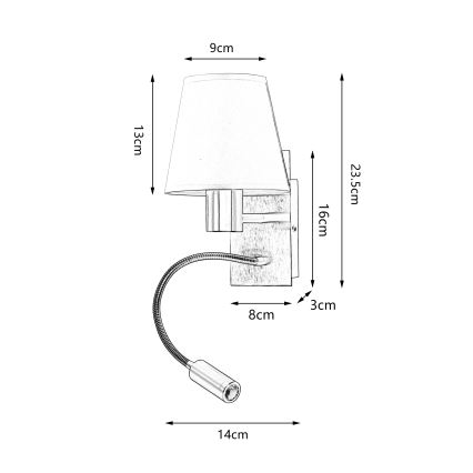 Brilagi - LED Fleksibilna zidna lampa NUBILA 1xE27/25W/230V + LED/3W mat krom/kremasta