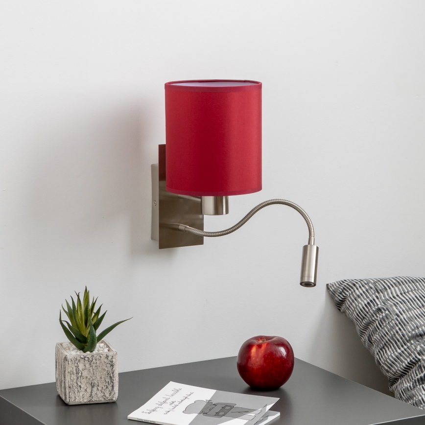 Brilagi - LED Fleksibilna zidna lampa NUBILA 1xE27/25W/230V + LED/3W mat krom/pompejska crveno