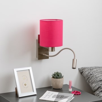 Brilagi - LED Fleksibilna zidna lampa NUBILA 1xE27/25W/230V + LED/3W mat krom/roze