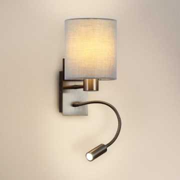 Brilagi - LED Fleksibilna zidna lampa NUBILA 1xE27/25W/230V + LED/3W mat krom/sivo
