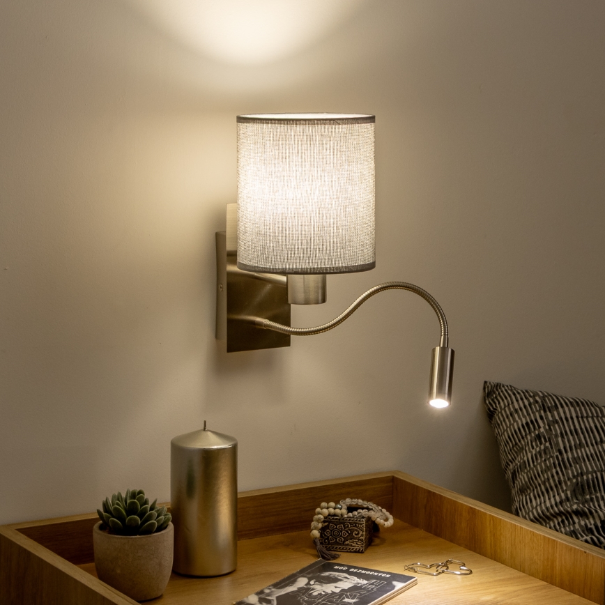 Brilagi - LED Fleksibilna zidna lampa NUBILA 1xE27/25W/230V + LED/3W mat krom/sivo