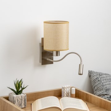 Brilagi - LED Fleksibilna zidna lampa NUBILA 1xE27/25W/230V + LED/3W mat krom/svetlobraon