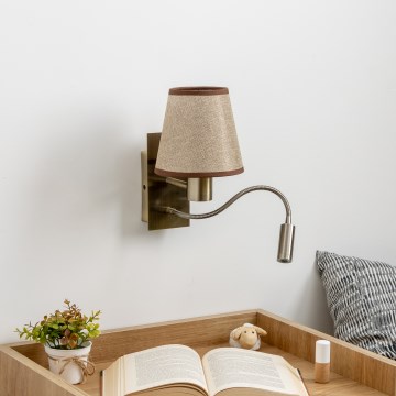 Brilagi - LED Fleksibilna zidna lampa NUBILA 1xE27/25W/230V + LED/3W mesing/braon