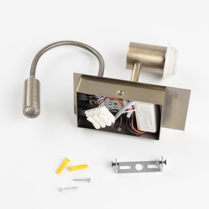 Brilagi - LED Fleksibilna zidna lampa NUBILA 1xE27/25W/230V + LED/3W mesing