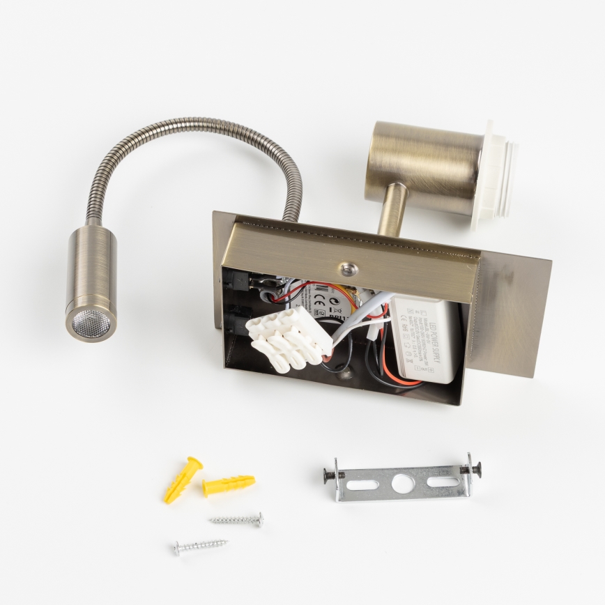 Brilagi - LED Fleksibilna zidna lampa NUBILA 1xE27/25W/230V + LED/3W mesing