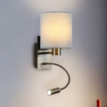 Brilagi - LED Fleksibilna zidna lampa NUBILA 1xE27/25W/230V + LED/3W mesing/kremasta