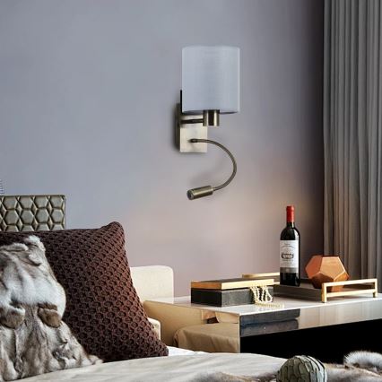 Brilagi - LED Fleksibilna zidna lampa NUBILA 1xE27/25W/230V + LED/3W mesing/kremasta
