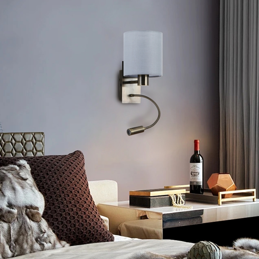 Brilagi - LED Fleksibilna zidna lampa NUBILA 1xE27/25W/230V + LED/3W mesing/kremasta