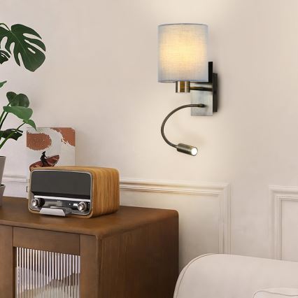 Brilagi - LED Fleksibilna zidna lampa NUBILA 1xE27/25W/230V + LED/3W mesing/kremasta