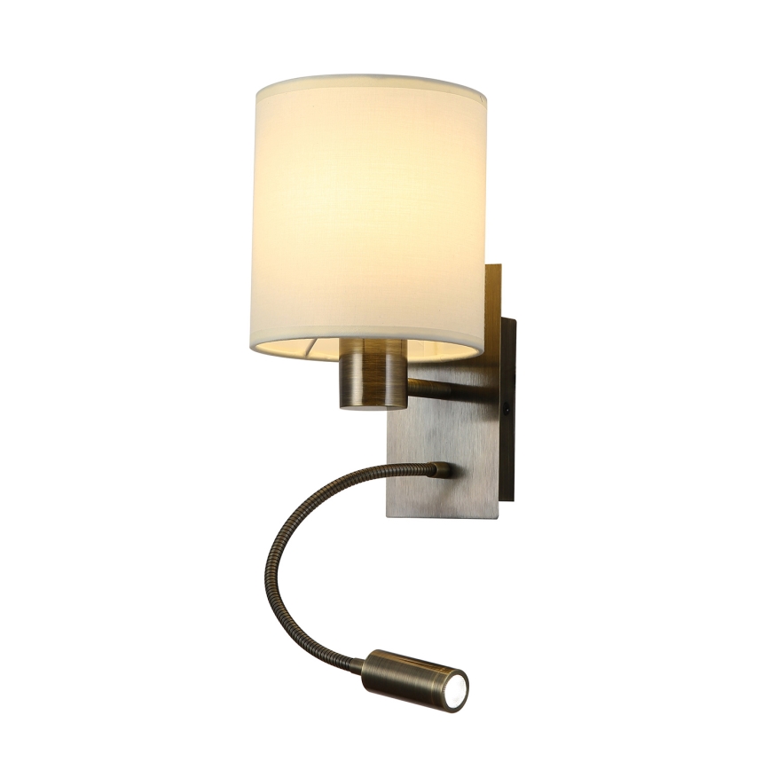 Brilagi - LED Fleksibilna zidna lampa NUBILA 1xE27/25W/230V + LED/3W mesing/kremasta