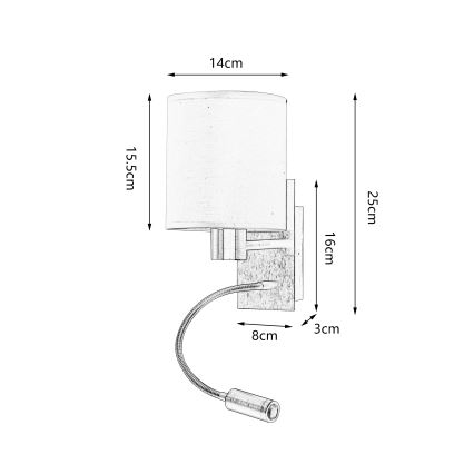 Brilagi - LED Fleksibilna zidna lampa NUBILA 1xE27/25W/230V + LED/3W mesing/kremasta