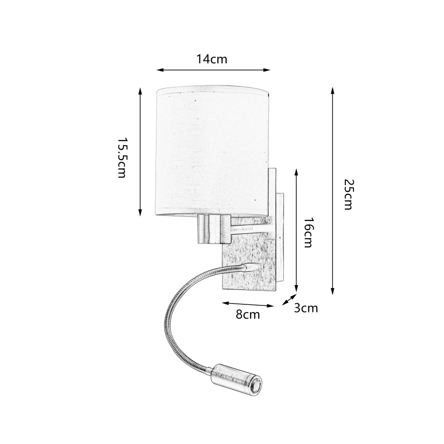 Brilagi - LED Fleksibilna zidna lampa NUBILA 1xE27/25W/230V + LED/3W mesing/kremasta