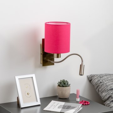 Brilagi - LED Fleksibilna zidna lampa NUBILA 1xE27/25W/230V + LED/3W mesing/roze