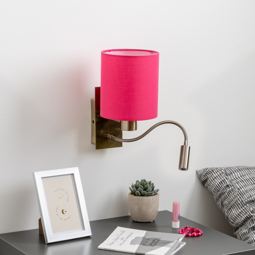 Brilagi - LED Fleksibilna zidna lampa NUBILA 1xE27/25W/230V + LED/3W mesing/roze