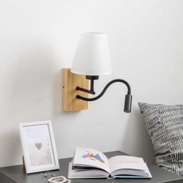 Brilagi - LED Fleksibilna zidna lampa NUBILA WOOD 1xE27/25W/230V + LED/3W hrast/bela