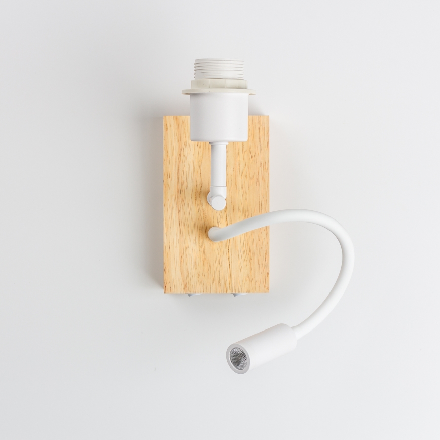 Brilagi - LED Fleksibilna zidna lampa NUBILA WOOD 1xE27/25W/230V + LED/3W hrast/bela