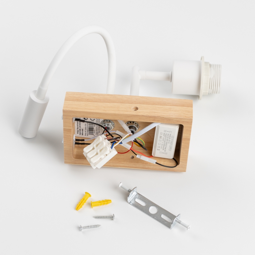 Brilagi - LED Fleksibilna zidna lampa NUBILA WOOD 1xE27/25W/230V + LED/3W hrast/bela
