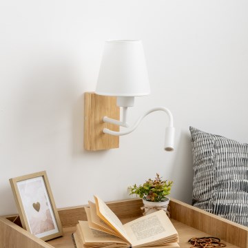 Brilagi - LED Fleksibilna zidna lampa NUBILA WOOD 1xE27/25W/230V + LED/3W hrast/bela
