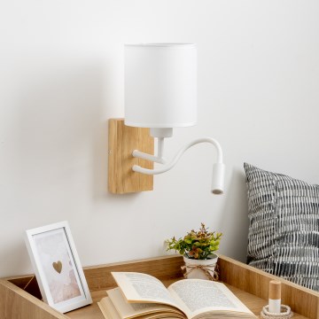 Brilagi - LED Fleksibilna zidna lampa NUBILA WOOD 1xE27/25W/230V + LED/3W hrast/bela