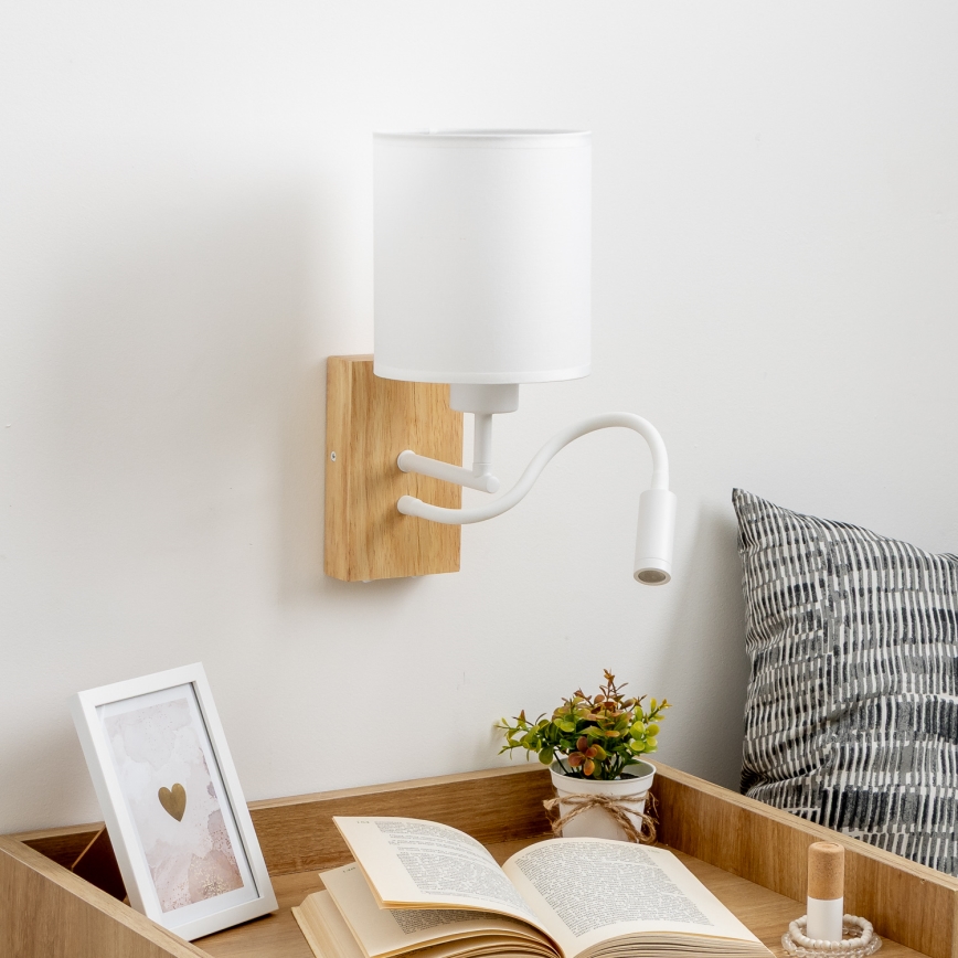 Brilagi - LED Fleksibilna zidna lampa NUBILA WOOD 1xE27/25W/230V + LED/3W hrast/bela