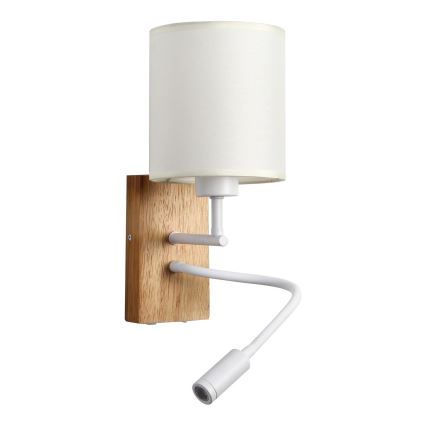 Brilagi - LED Fleksibilna zidna lampa NUBILA WOOD 1xE27/25W/230V + LED/3W hrast/bela/kremasta