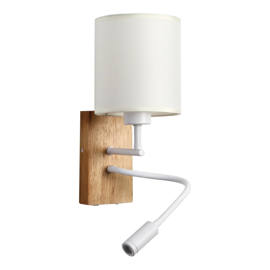 Brilagi - LED Fleksibilna zidna lampa NUBILA WOOD 1xE27/25W/230V + LED/3W hrast/bela/kremasta