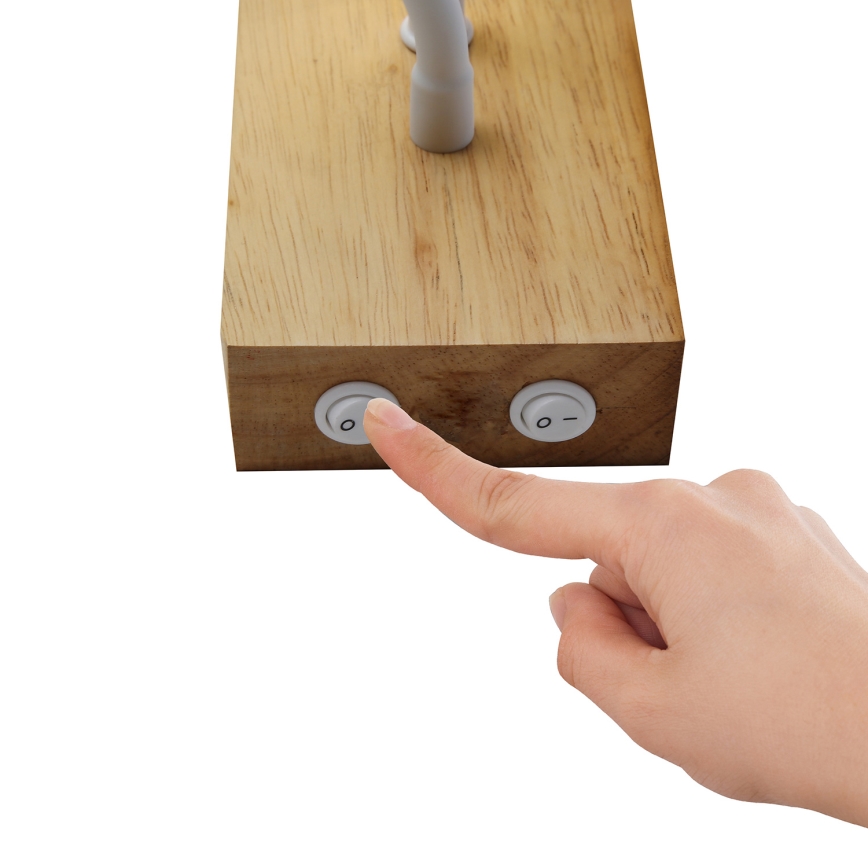 Brilagi - LED Fleksibilna zidna lampa NUBILA WOOD 1xE27/25W/230V + LED/3W hrast/bela/kremasta