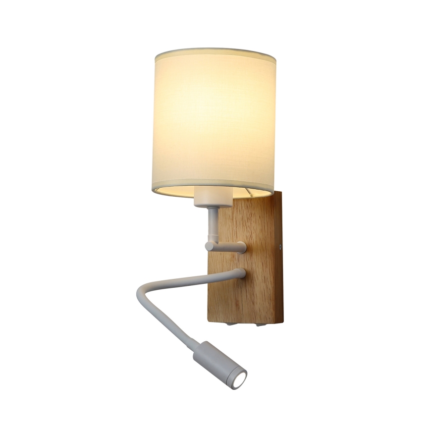 Brilagi - LED Fleksibilna zidna lampa NUBILA WOOD 1xE27/25W/230V + LED/3W hrast/bela/kremasta