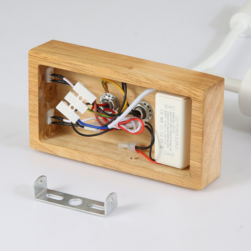 Brilagi - LED Fleksibilna zidna lampa NUBILA WOOD 1xE27/25W/230V + LED/3W hrast/bela/kremasta