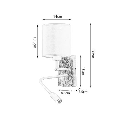 Brilagi - LED Fleksibilna zidna lampa NUBILA WOOD 1xE27/25W/230V + LED/3W hrast/bela/kremasta