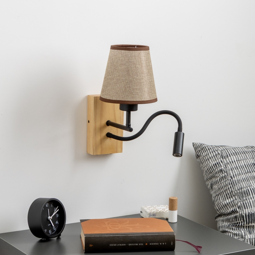 Brilagi - LED Fleksibilna zidna lampa NUBILA WOOD 1xE27/25W/230V + LED/3W hrast/braon