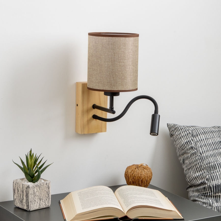 Brilagi - LED Fleksibilna zidna lampa NUBILA WOOD 1xE27/25W/230V + LED/3W hrast/braon