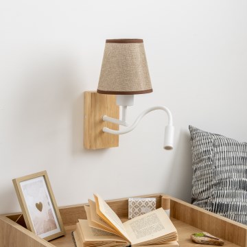 Brilagi - LED Fleksibilna zidna lampa NUBILA WOOD 1xE27/25W/230V + LED/3W hrast/braon