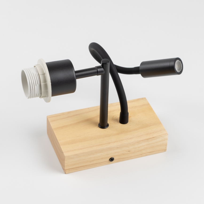 Brilagi - LED Fleksibilna zidna lampa NUBILA WOOD 1xE27/25W/230V + LED/3W hrast/crno